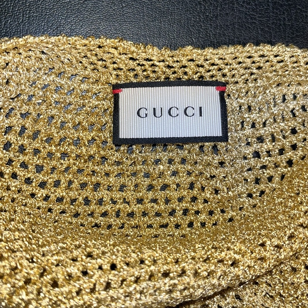 Gucci beret knit hat metallic and gold size small - Picture 2 of 6